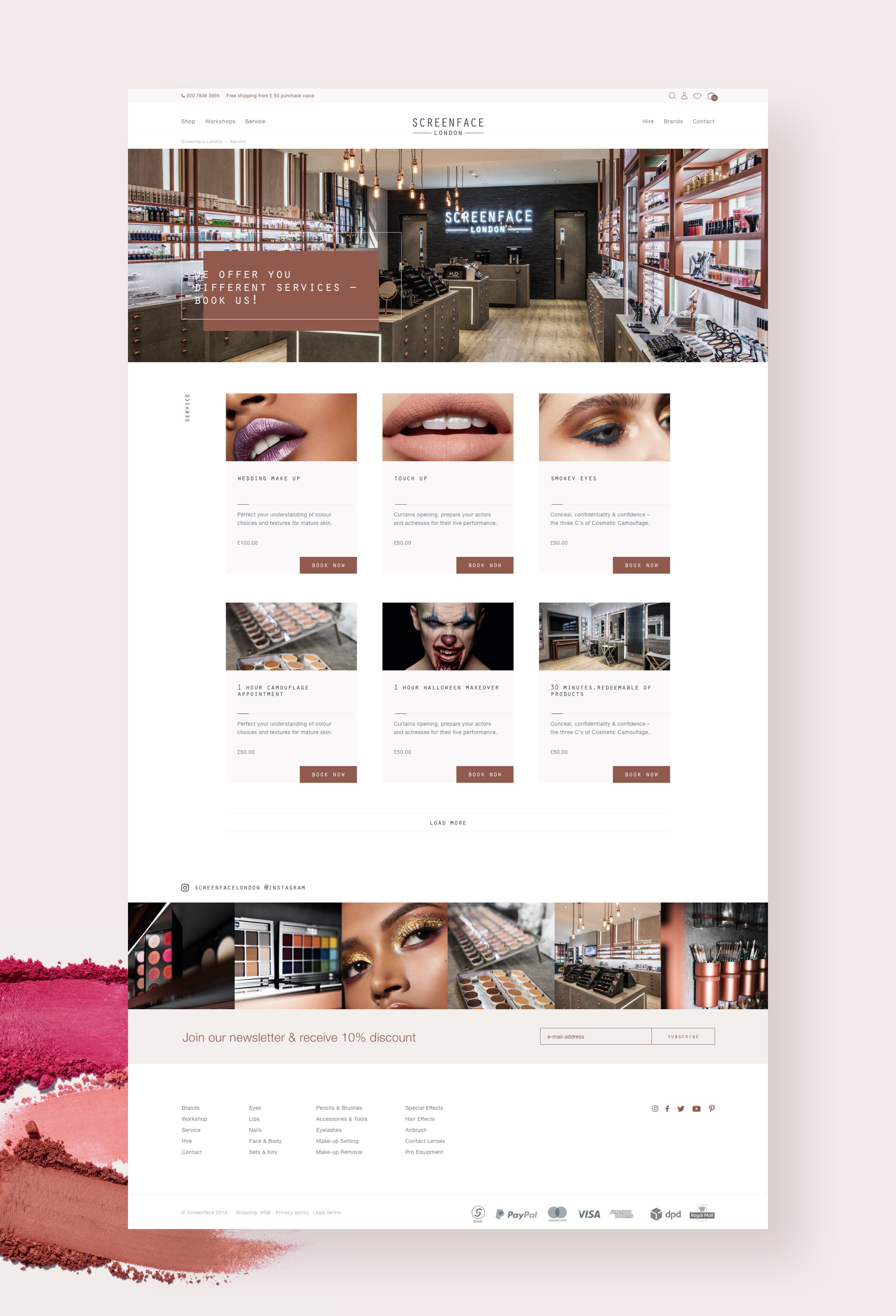 Screenface London homepage design