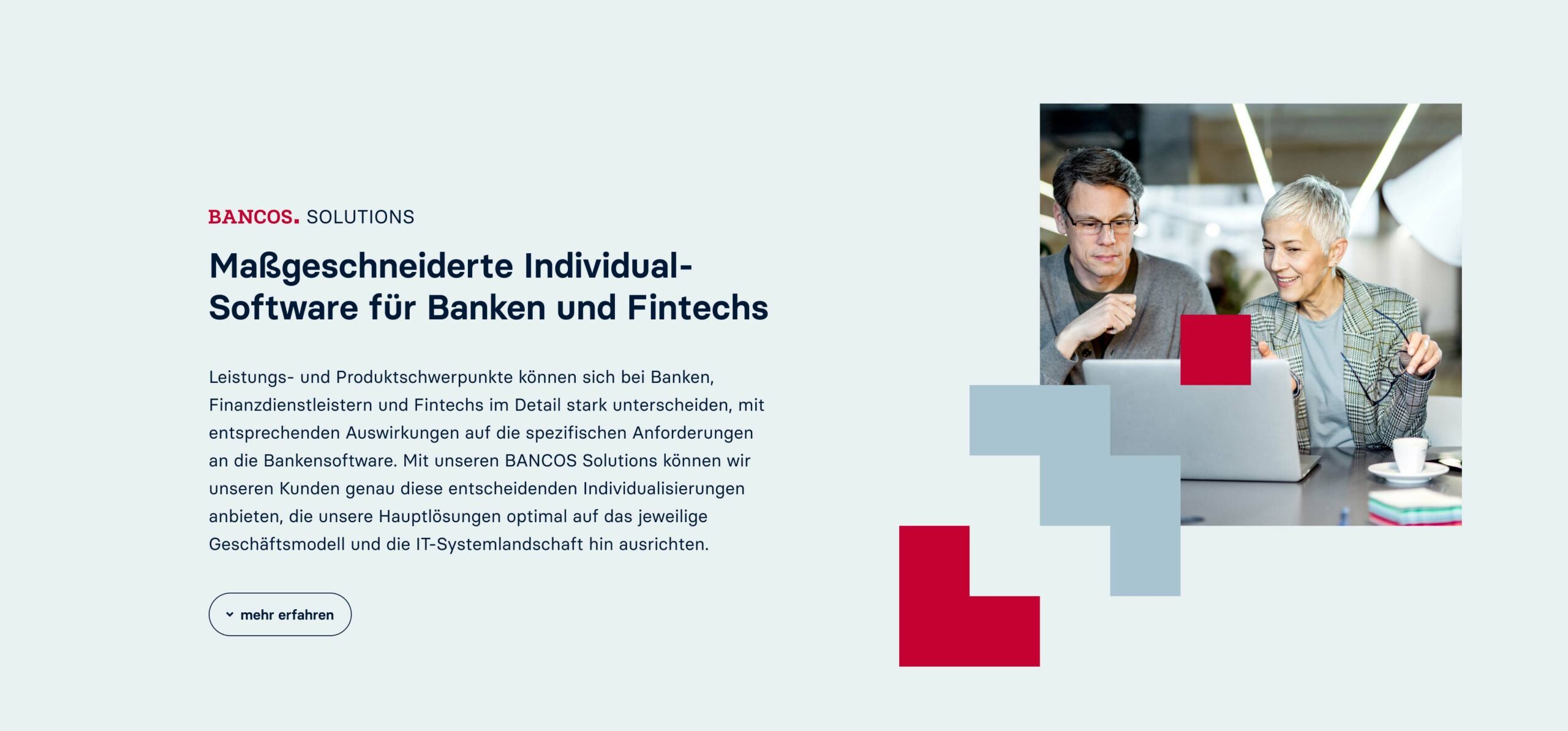 BANCOS Website-Design: Hero-Bereich